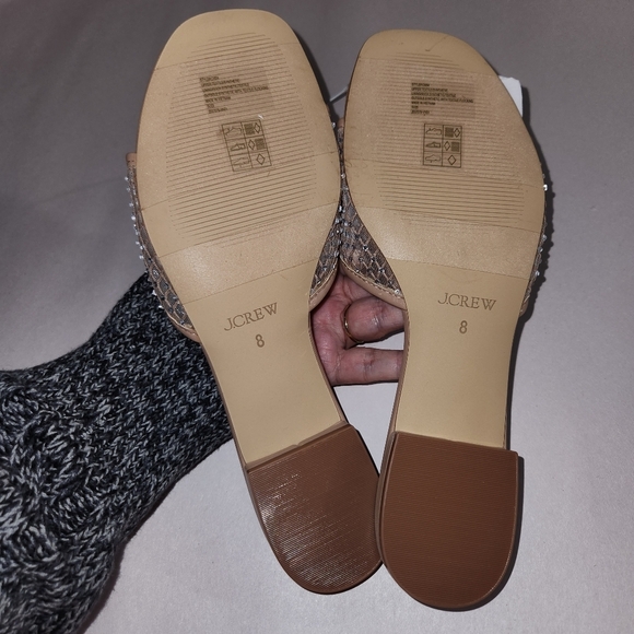 J Crew Nude Emma Rhinestone Mesh Slide Sandals  Size 8M - Picture 3 of 4